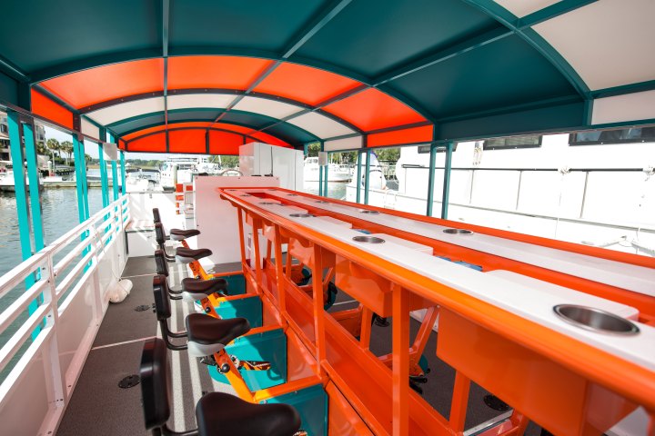 a large orange chair