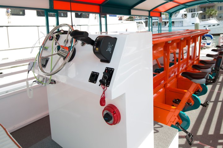 a close up of a red chair