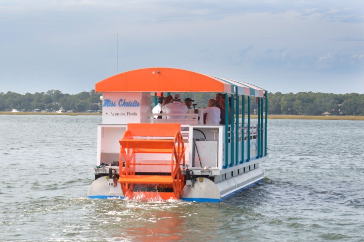 a small boat in a large body of water