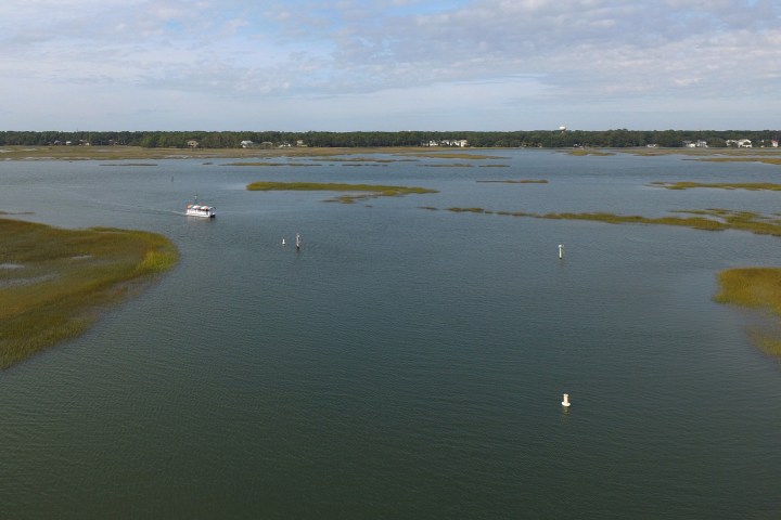 a small boat in a body of water
